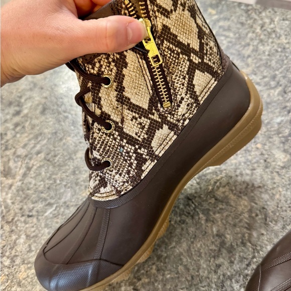 Sperry Brown Winter Rain Boots Waterproof Lace-Up - Picture 4 of 5